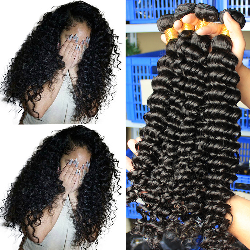 Deep Wave 3 Bundles With Closure - Sâu Sóng Lưng Với Khóa Brasil