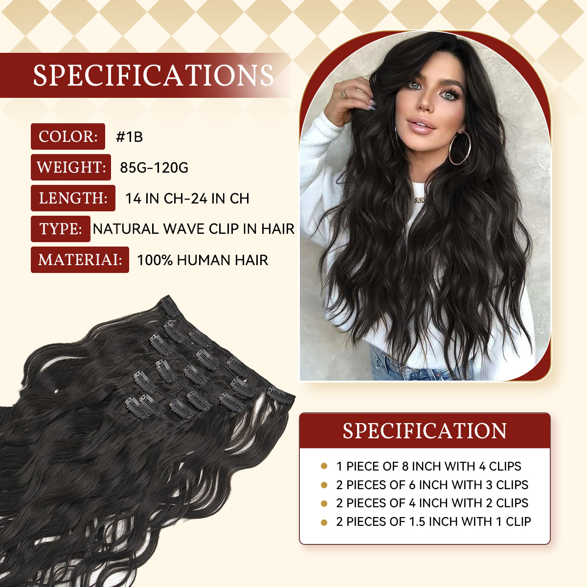 12A Natural Wave Clip Ins Hair - đánh giá và giá Seamless Clip In Hair Extensions Human Hair