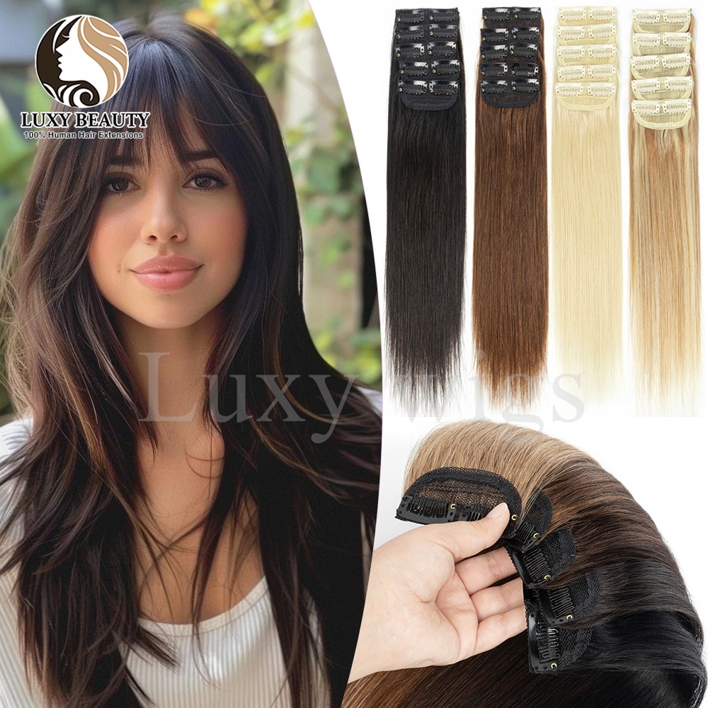 5pieces Short Clip In Hair Ext - đánh giá và giá Seamless Clip In Hair Extensions Human Hair