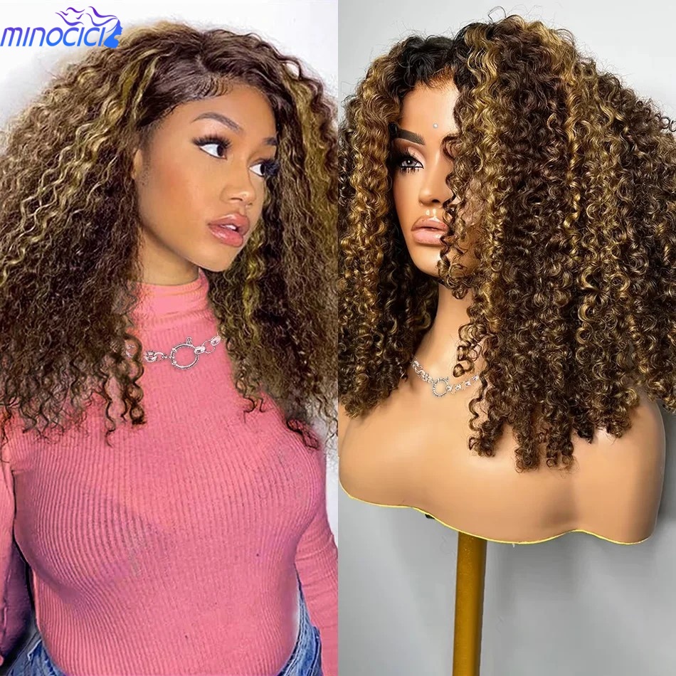 P4/27 Highlight Curly Short Bo - đánh giá và giá Glueless Wear And Go Human Hair Wig