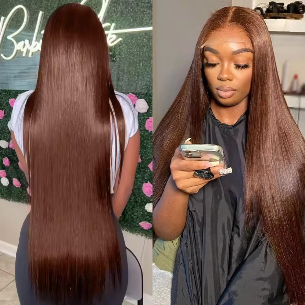 #4 Chocolate Brown Silky Bone  - đánh giá và giá Lace Front Wigs