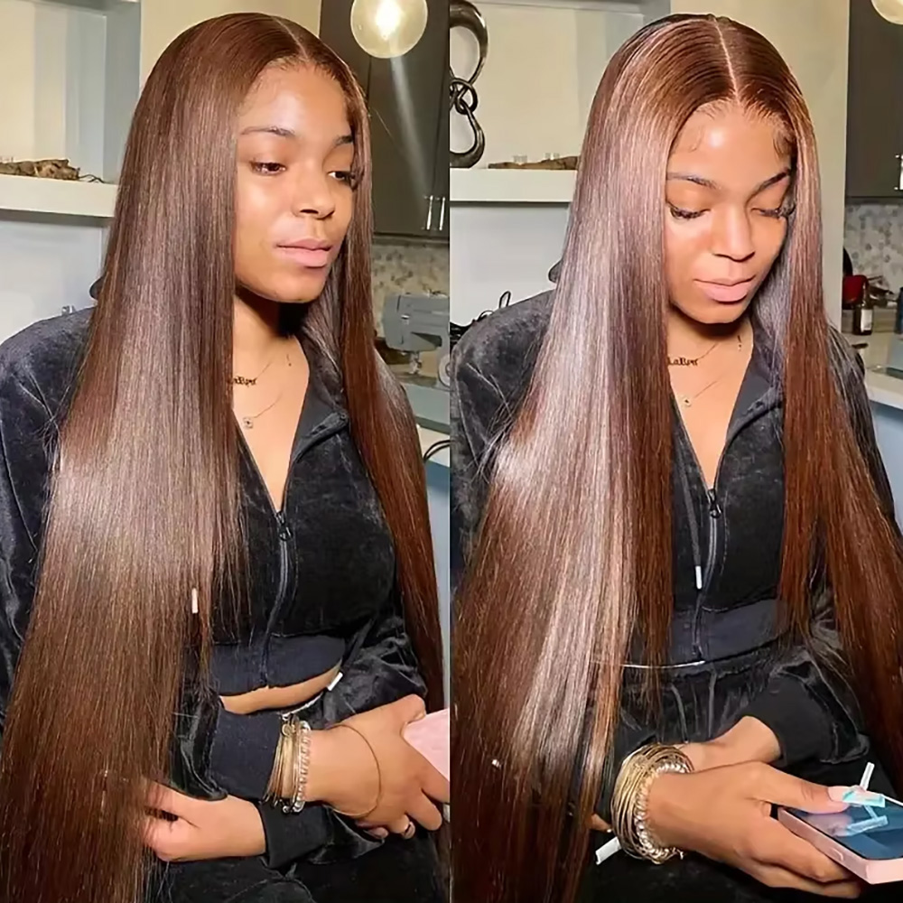 #4 Chocolate Brown Silky Bone  - đánh giá và giá Lace Front Wigs